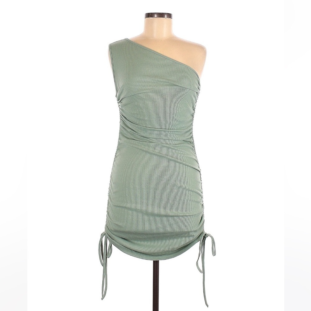 Shein Green Ruche Dress Size Medium - Picture 1 of 2